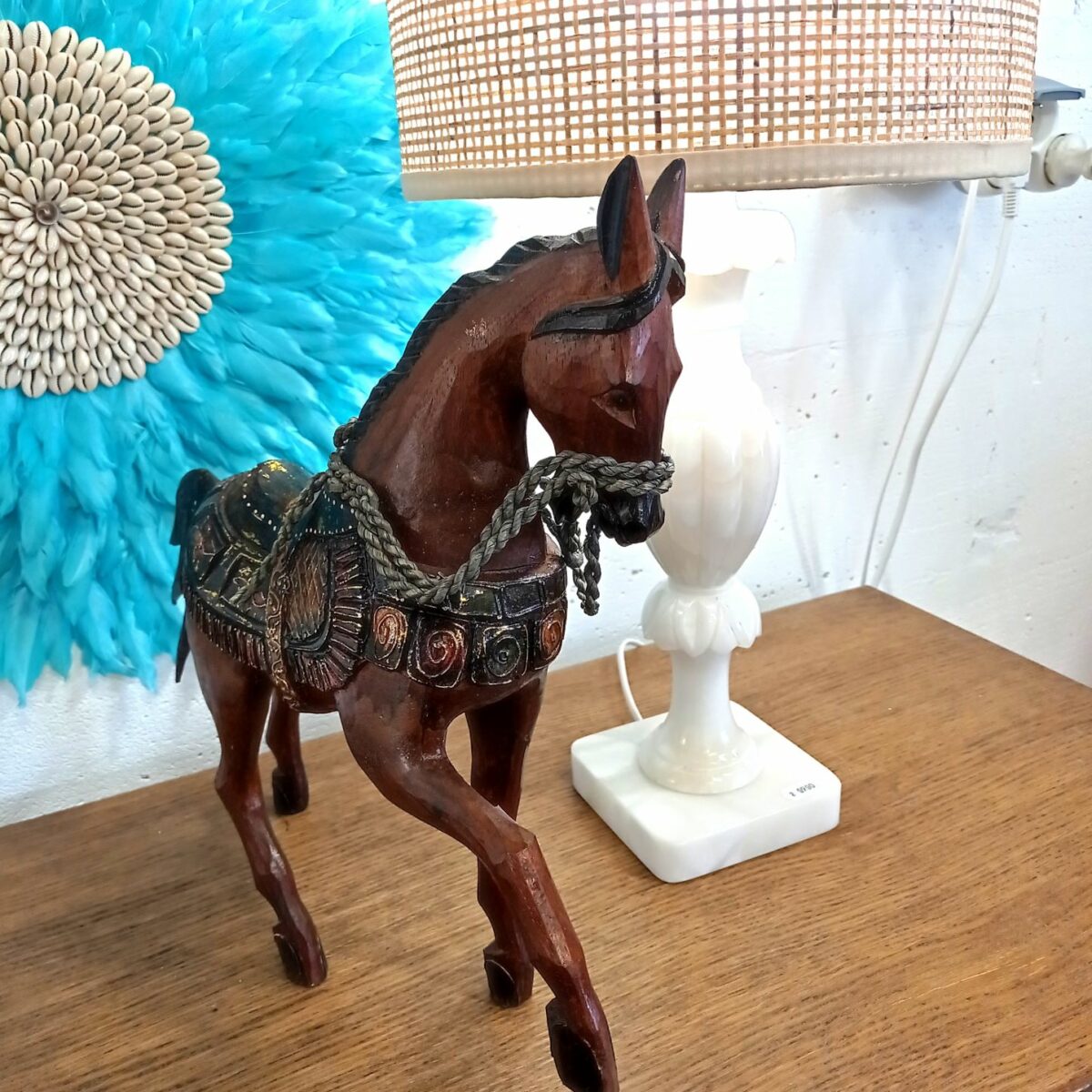 BOITE COFFRET BIJOUX Bois sculpté Art Populaire Edelweiss Fer à cheval